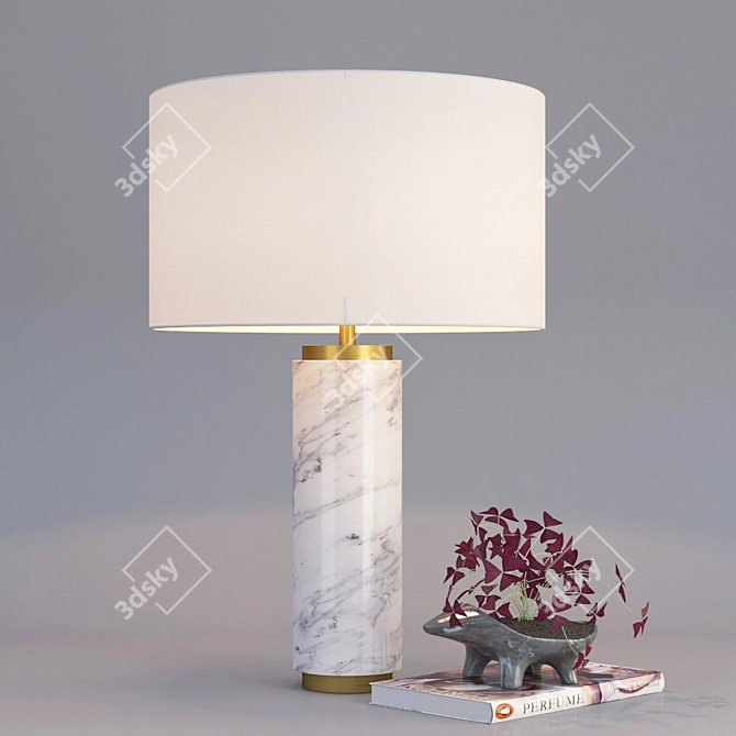 Marble Pillar Table Lamp 3D model image 1