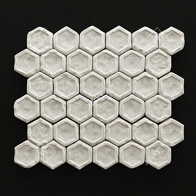 Seamless Stone Hexagon Panel 3D model image 1