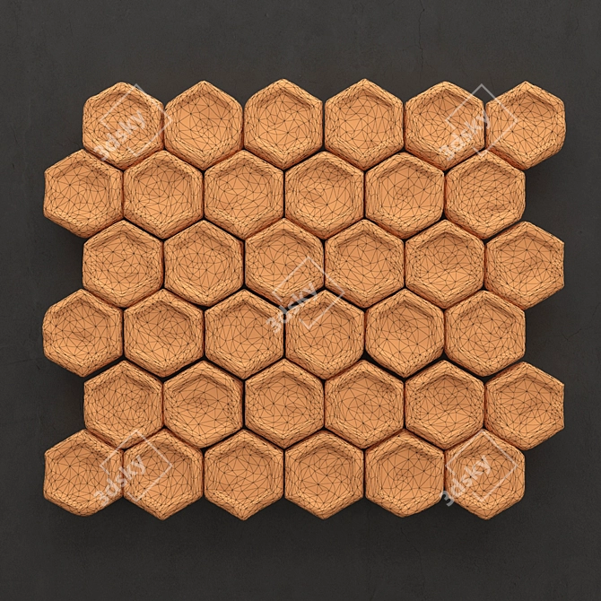 Seamless Stone Hexagon Panel 3D model image 3