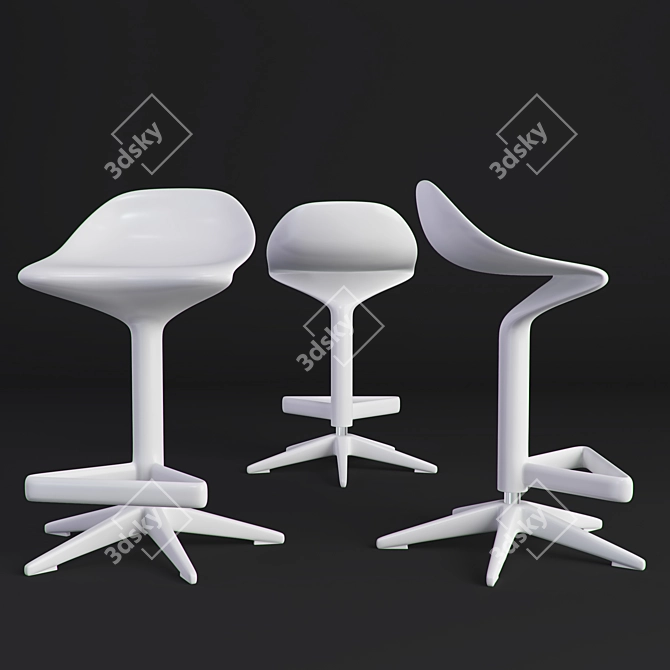 Adjustable Polypropylene Bar Stool 3D model image 1