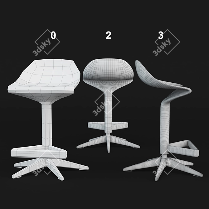 Adjustable Polypropylene Bar Stool 3D model image 2