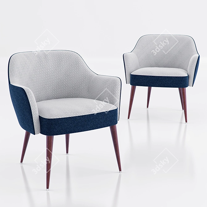 Martin Steel Frame Fabric Dining Chair 3D model image 1