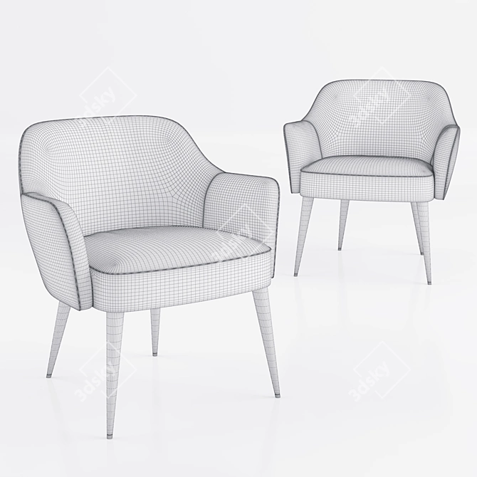 Martin Steel Frame Fabric Dining Chair 3D model image 2