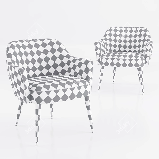 Martin Steel Frame Fabric Dining Chair 3D model image 3