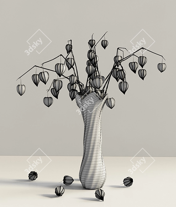 Chinese Lanterns in Vase 3D model image 3