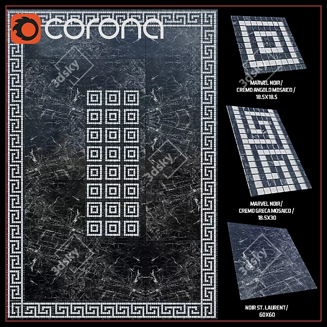 Marvel Pro Floor Design: Geometric Tile Collection 3D model image 1