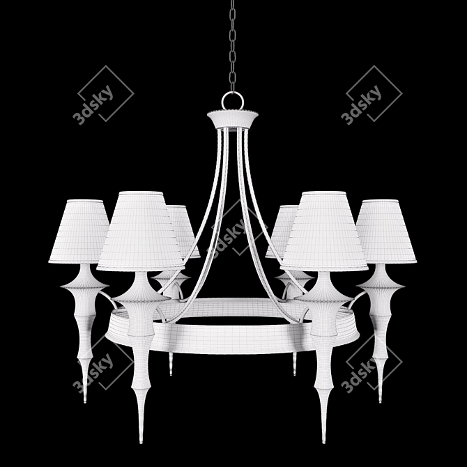 Contemporary Canto Chandelier - Black Shades and Gold Leaf Finish 3D model image 2