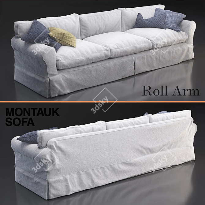 Montauk Roll Arm Sofa: Classic Comfort 3D model image 1