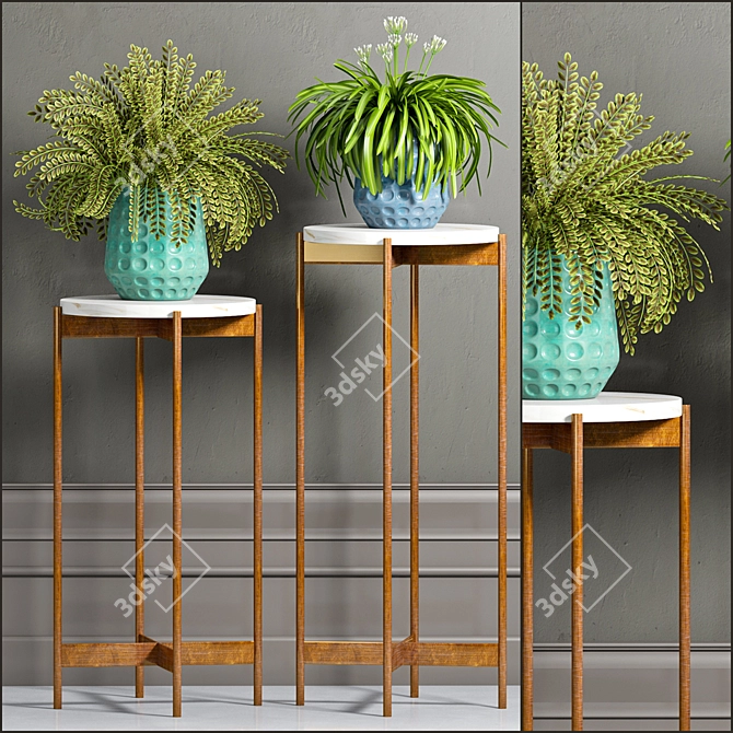 Versatile Decorative Planters with Stand 3D model image 1