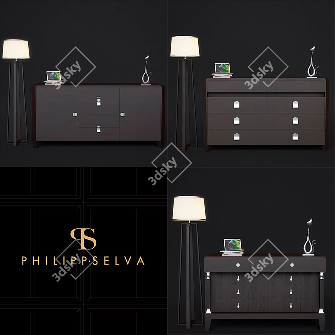 Elegant Italian Contemporary Comoda Set 3D model image 1