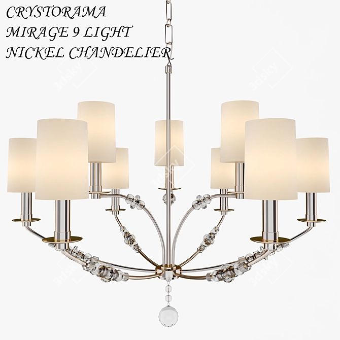 Elegant Crystal Nickel Chandelier 3D model image 1