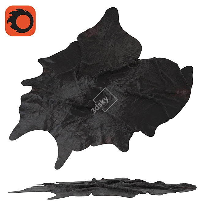 Luxurious Black Cowhide Rug: Ikea Koldbi 3D model image 1