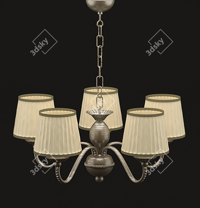 Golden Metal Pendant Chandelier 3D model image 1