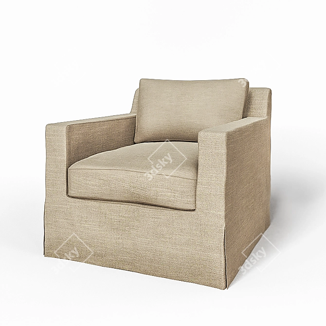 Chic Belgian Slipcovered Chair 3D model image 1