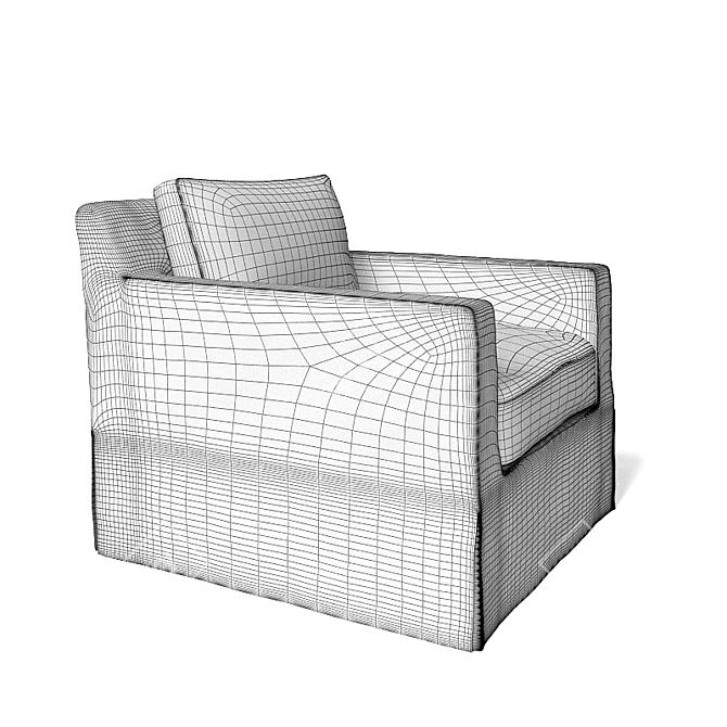 Chic Belgian Slipcovered Chair 3D model image 2