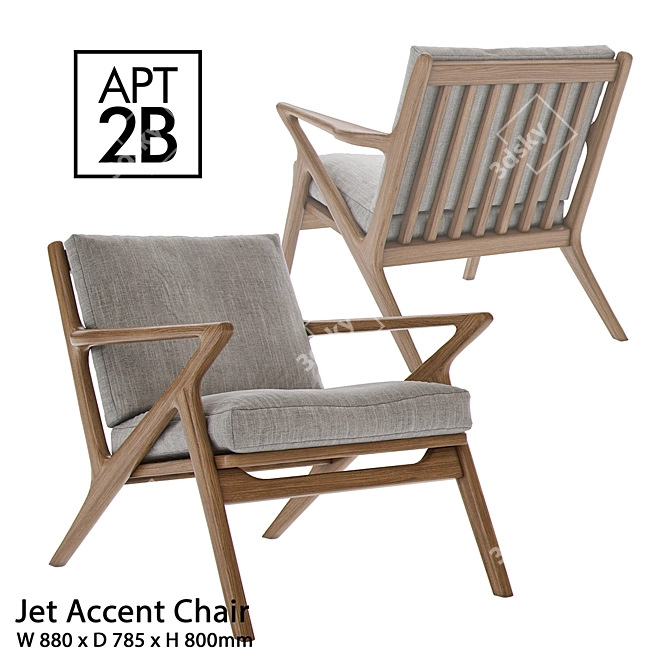 Sleek Jet Accent Chair: Modern Design and Comfort 3D model image 1