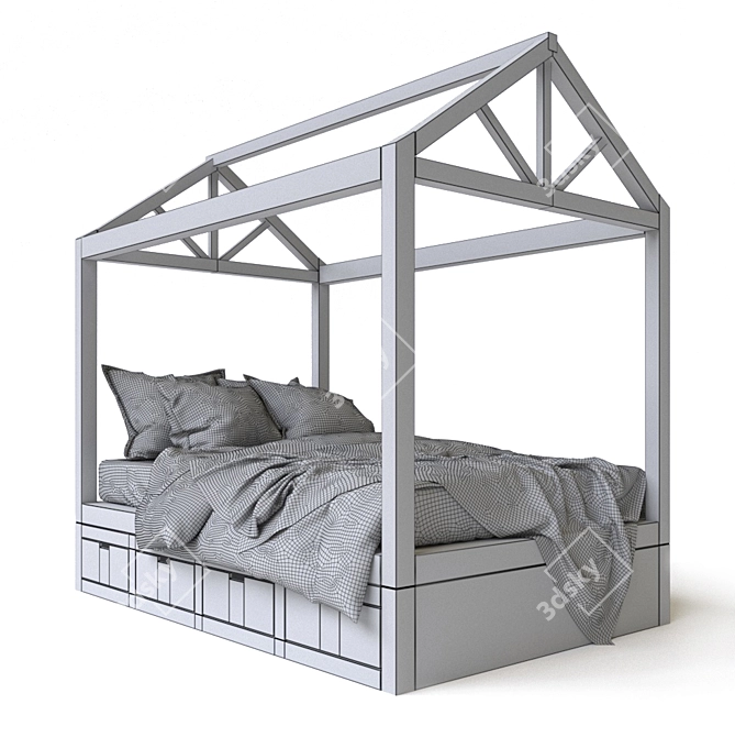 Rustic Dream House Bed 3D model image 3