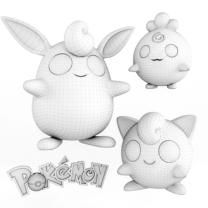 Adorable Pokémon Trio: Igglybuff, Jigglypuff, Wigglytuff 3D model image 3