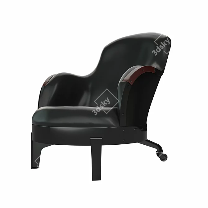 Sleek Leather Rolling Chair 3D model image 1