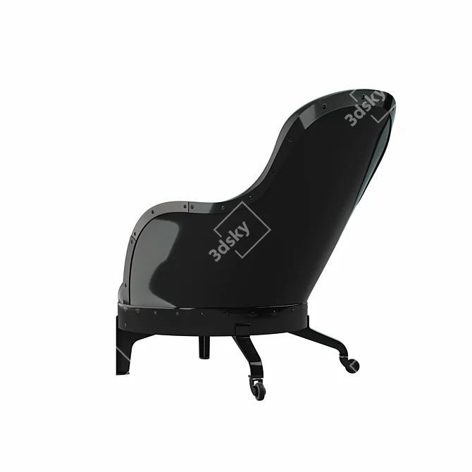 Sleek Leather Rolling Chair 3D model image 2