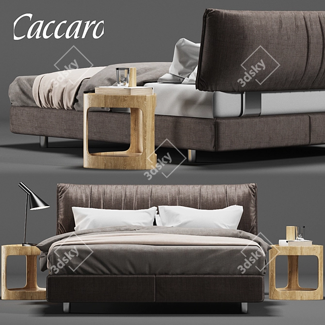 Modern Caccaro PARENTESI Bed: Unwrapped, Quads only 3D model image 1