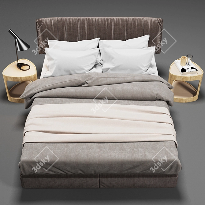 Modern Caccaro PARENTESI Bed: Unwrapped, Quads only 3D model image 3