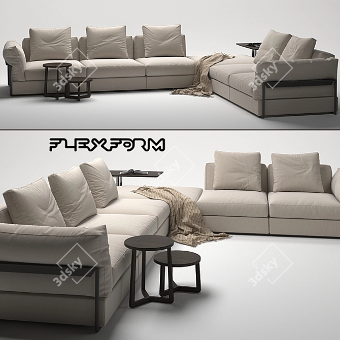 Modern Flexform Zeno Sofa Set 3D model image 1