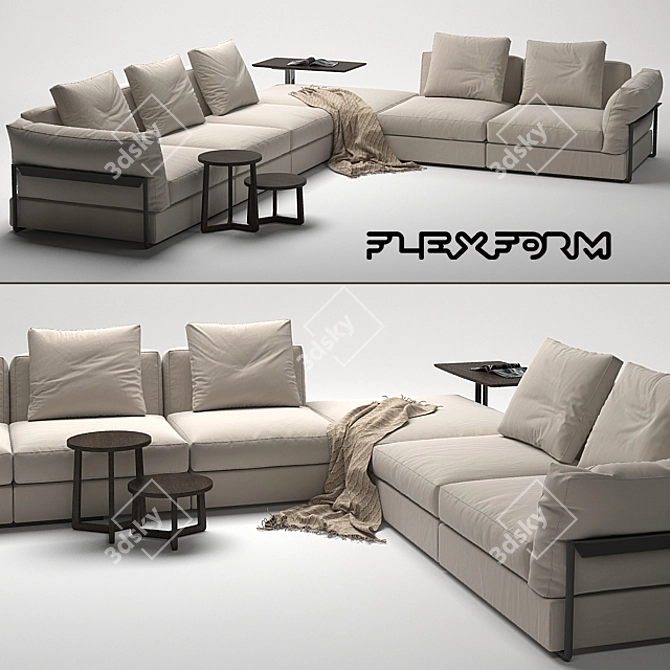 Modern Flexform Zeno Sofa Set 3D model image 2