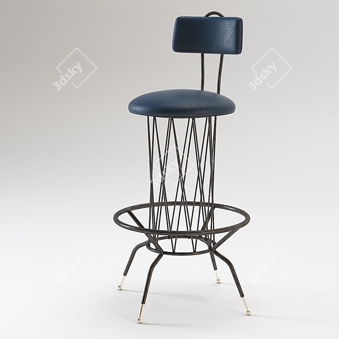 Sleek Steel Bar Stool 3D model image 1