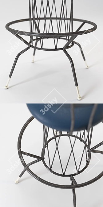 Sleek Steel Bar Stool 3D model image 2