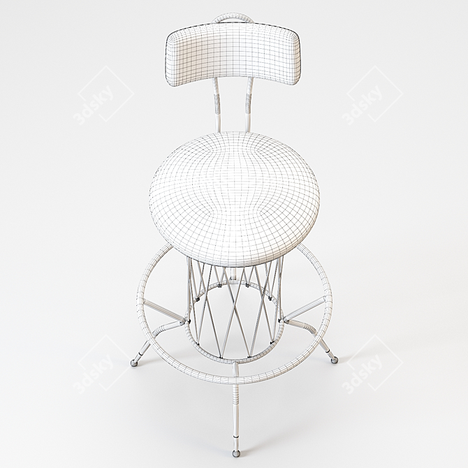 Sleek Steel Bar Stool 3D model image 3