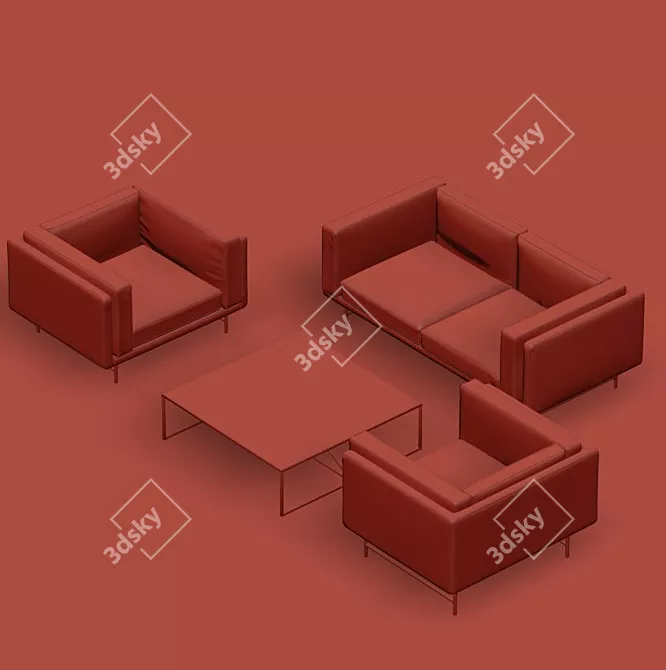 BlueDot Armchair Sofa & Table 3D model image 3