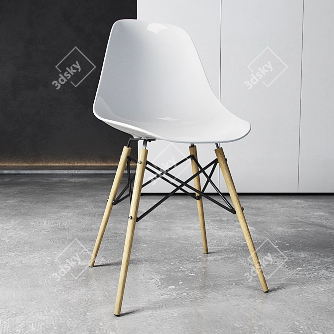 Vitra DSW Eames Side Chair: Stylish and Functional 3D model image 2