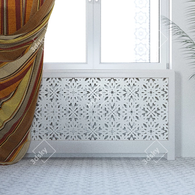 Elegant Carved MDF Panel 3D model image 3