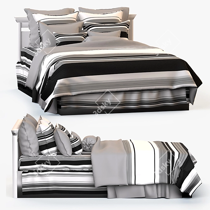 Striped Linens Set 3D model image 1