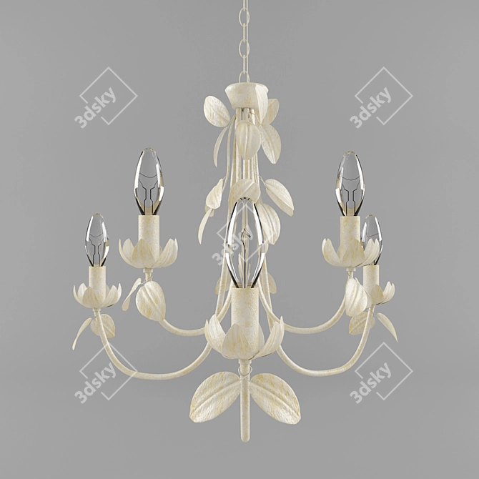 Eurolampart ER-0060/06LA Chandelier: Elegant Ivory Floral Design 3D model image 1