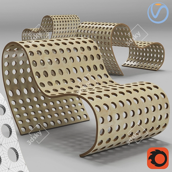 Plywood Lounge Chair 3D model image 1