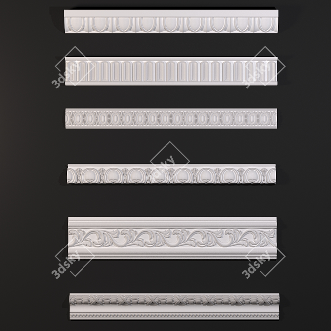 Classic Style Gypsum Moldings 3D model image 2