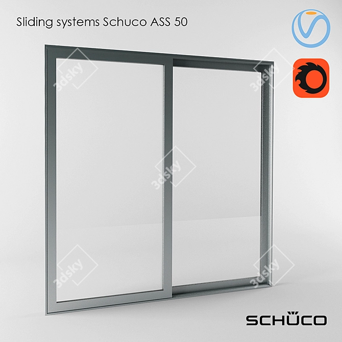 Schuco ASS 50 Sliding Door - Modern Aluminum Solution 3D model image 1