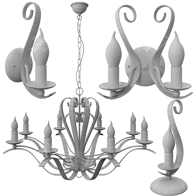 Elegant Fenice Wall Light 3D model image 2