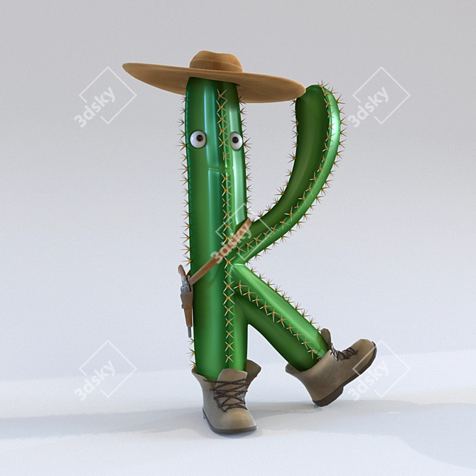 Cactus-shaped Letter Prop 3D model image 1