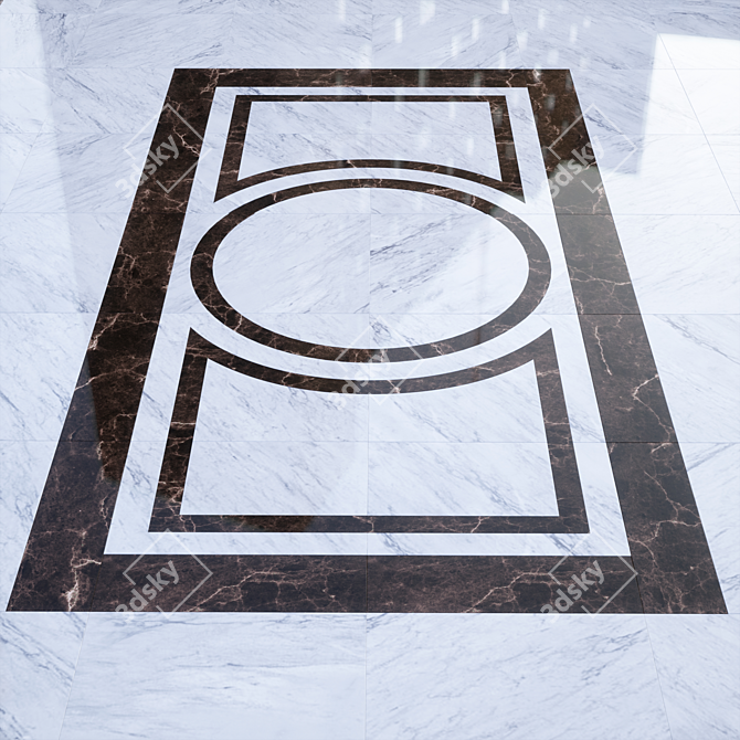 Title: B&W Marble Floor Mesh 3D model image 1