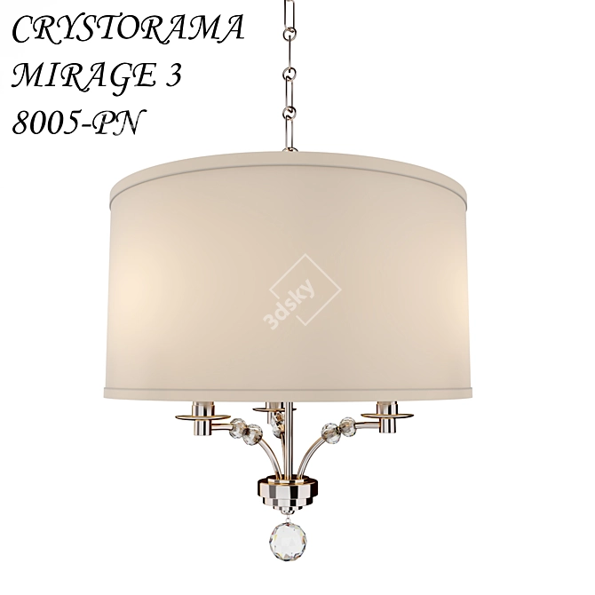 Crystorama Mirage 3-Light Nickel Chandelier 3D model image 1