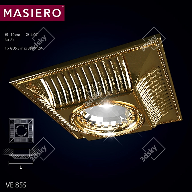 Elegant Masiero VE 855 Gold Luminaire 3D model image 1