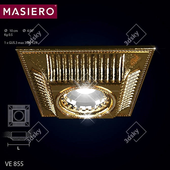 Elegant Masiero VE 855 Gold Luminaire 3D model image 2