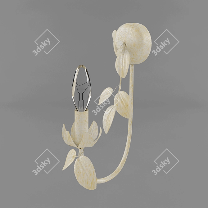 Elegant Ivory Floral Wall Sconce 3D model image 1