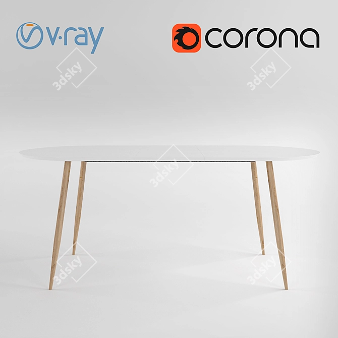 Sleek White Dining Table 3D model image 1