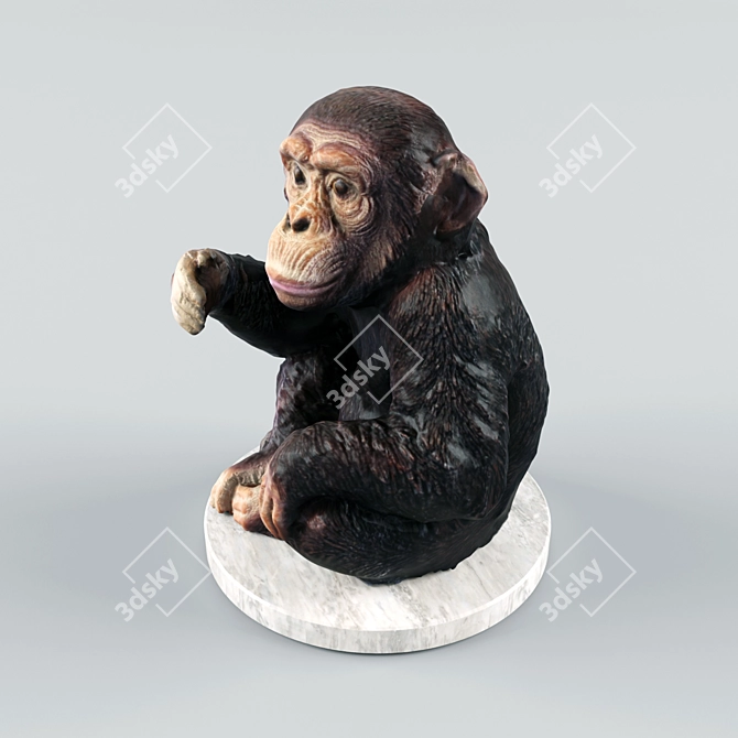 Handcrafted Chimpanzee Decor Figurine 3D model image 3