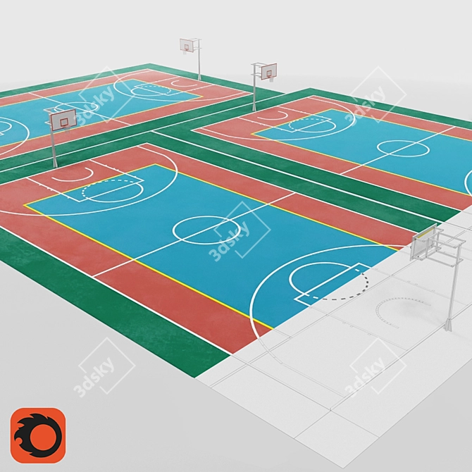 Basketball Court: 15x28m 3D model image 1