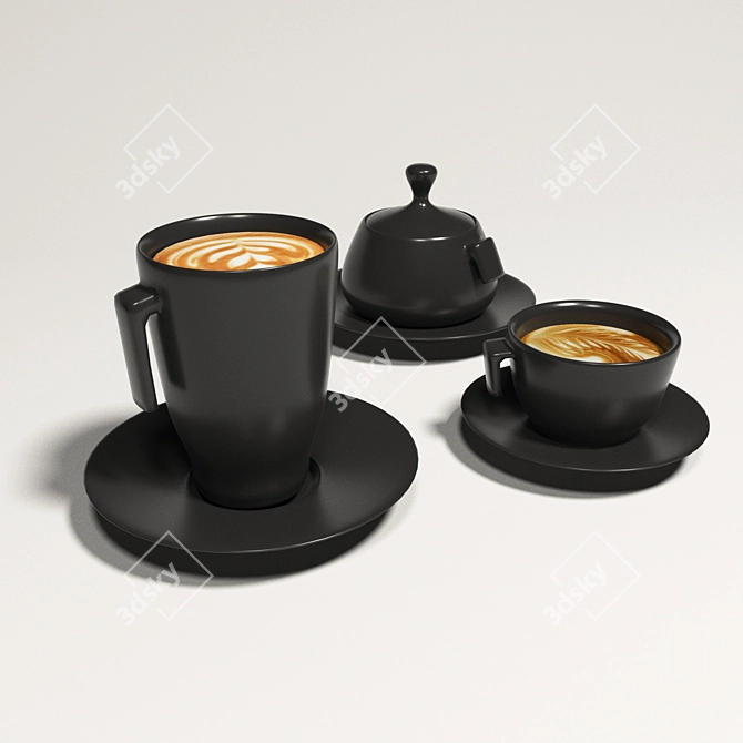 Elegant Coffee Set 3D model image 1